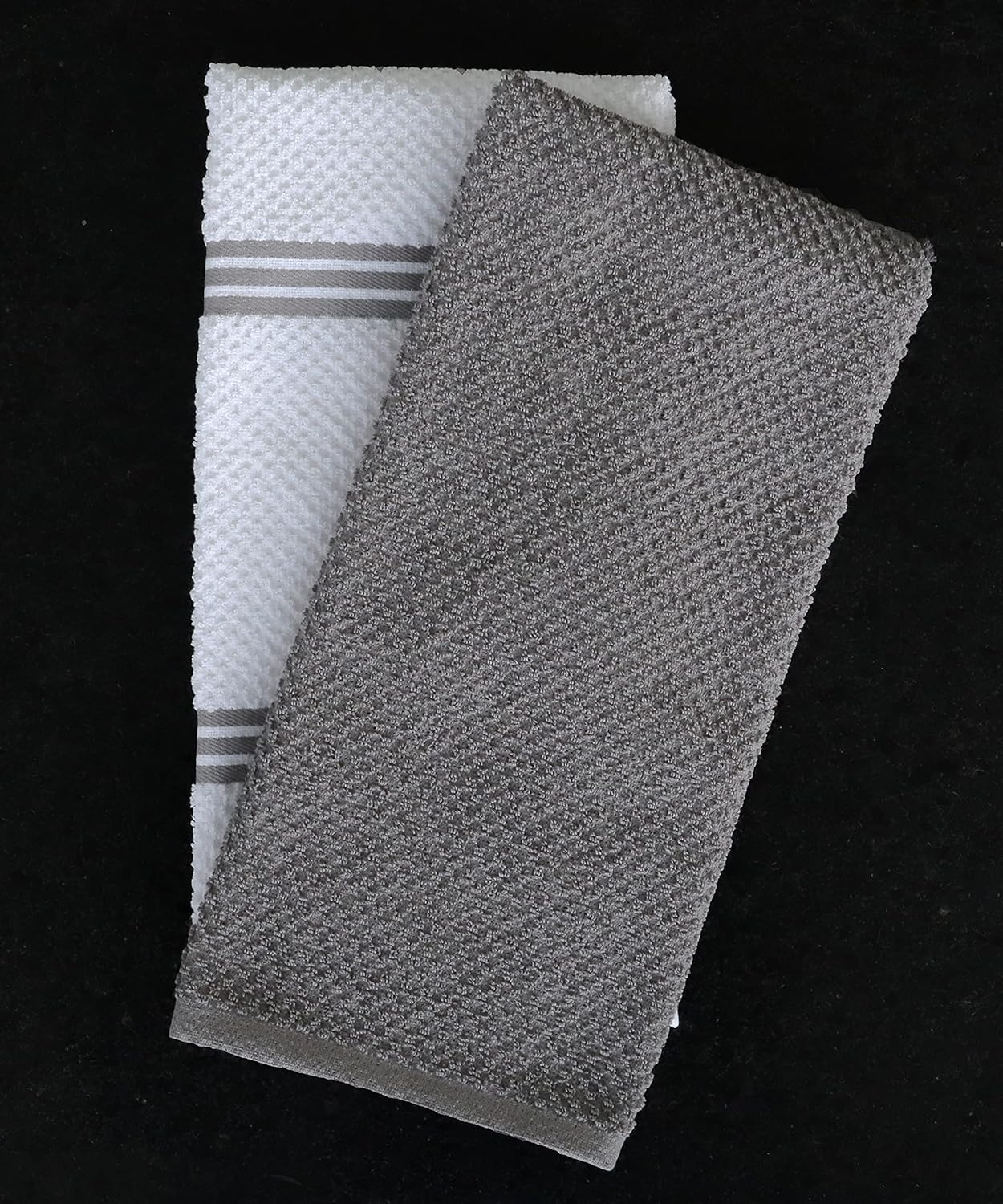 AMOUR INFINI Kitchen Towels Pack of 4 - Absorbent, Quick Drying Premium Cotton Tea Towel - Kitchen Linens 16x28 Inch Dish Towels with Hanging Loop (L.Grey)