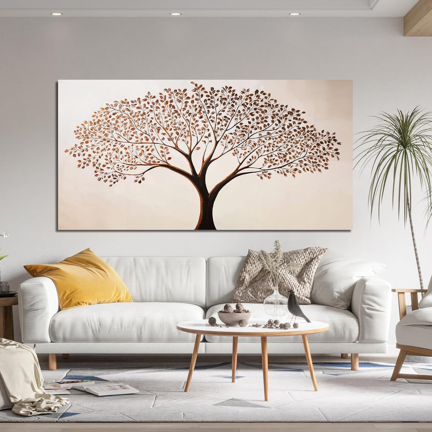 Canvas Art Wall Decor Modern Tree of Life Wall Art Prints Minimalist Botanical Wall Art Decorations Large Wall Art for Living Room Browm Artwork for Walls Bedroom Office Decor Aesthetic 24" X 48"