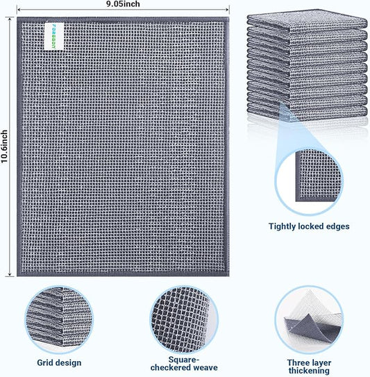 10 Pcs New Upgrade 3-Layer Non Scratch Wire Dishcloth,Wire Dishwashing Rag, Non-Scratch Wire Dishwashing Rags for Wet and Dry, Kitchen Cleaning Dish Rags for Cookware,Sinks, Dishes, Stove