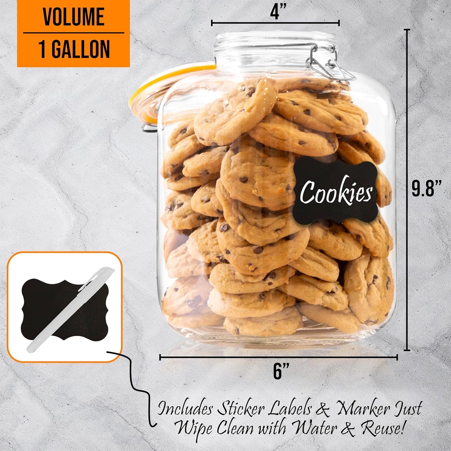 Galashield Glass Jars with Lids Food Storage Jars with Airtight Lids Leak Proof Glass Canisters Kitchen Jars [1 Gallon]