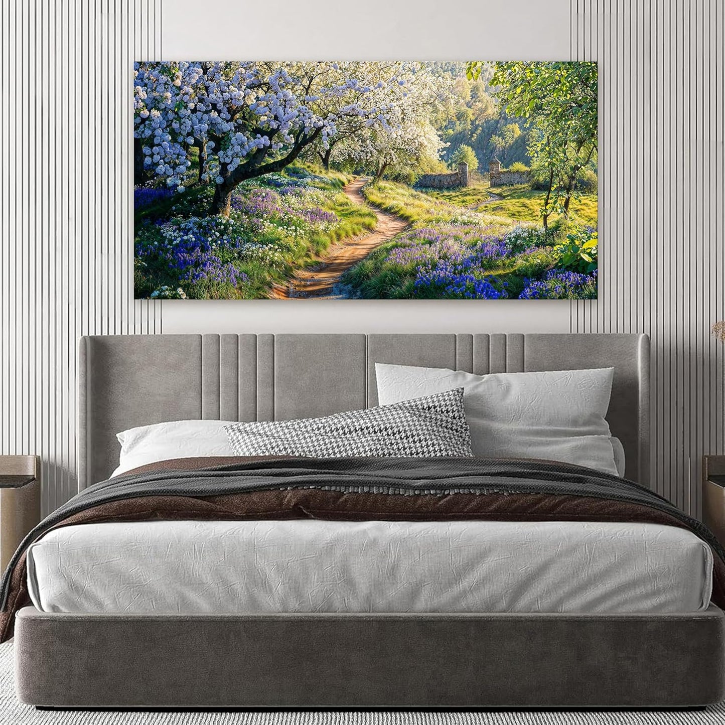 Canvas Wall Art Decor Modern Green Wall Art for Living Room Flower Tree Landscape Wall Art Prints Nature Trail Art Work for Wall Decor Artwork for Walls Kitchen Bedroom Office Decor 20" X 40"