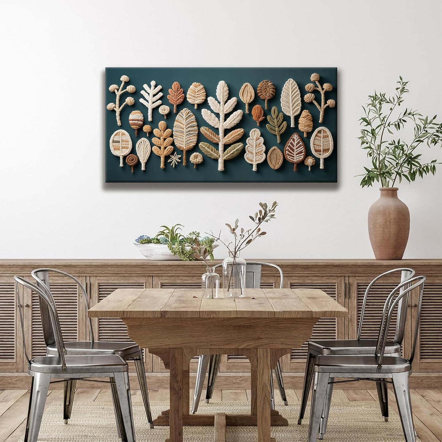 Tsomzxng Boho Wall Art Bohemian Feather Modern Canvas Art Wall Decor Artwork Multicolor Painting Modern Dark Green Wall Art Prints Picture For Bedroom Nursery Backdrop Home Artwork 20" X 40"