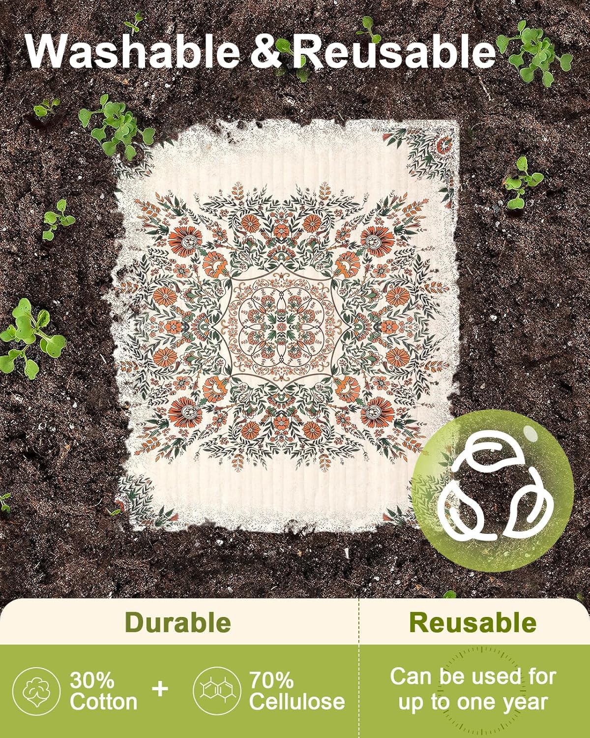 6 Pack Swedish Dishcloths for Kitchen - Reusable Dish Cloths for Washing Dishes Absorbent Cute Funny Kitchen Towels Cleaning Sponge, Bohemi