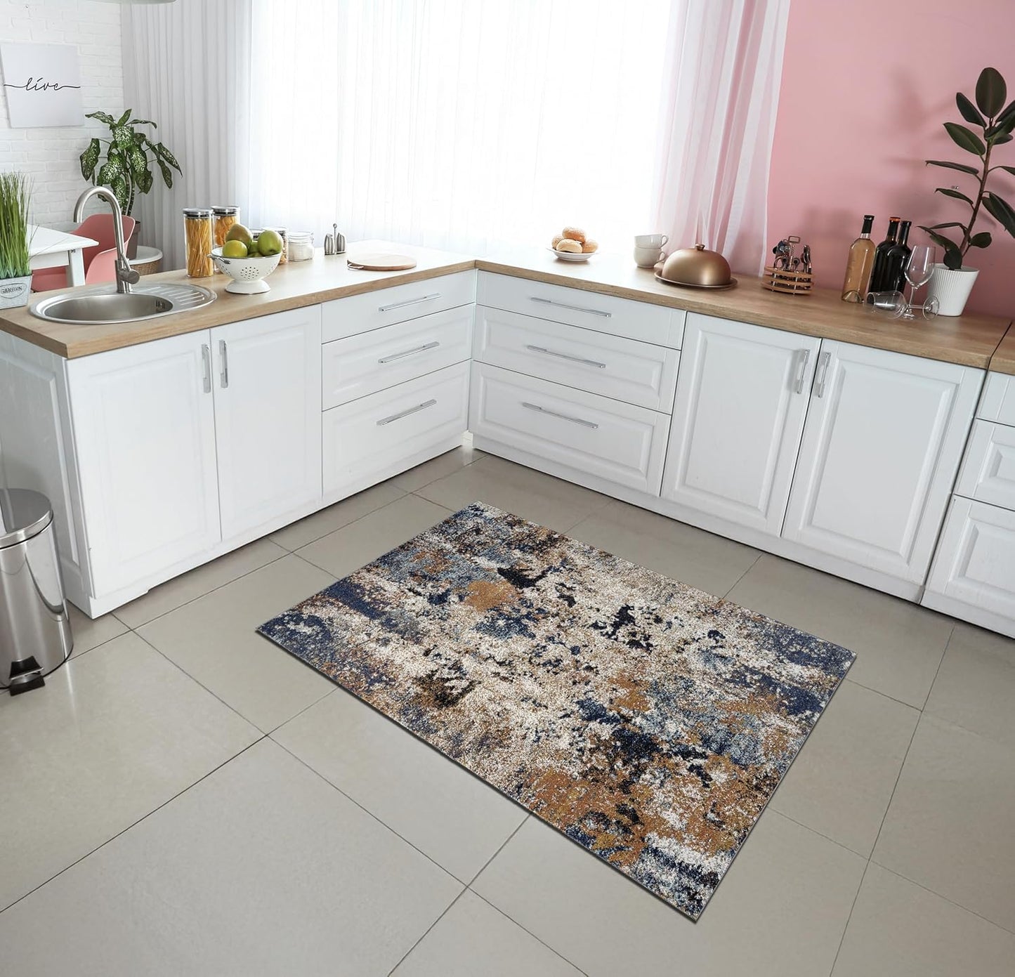 Keen Home Design Area Rugs - 3x5 Non-Shedding, Abstract Rugs for Kitchen, Living Room, Bedroom, Dining Room, Entryway - Size: 3' x 5', Multi