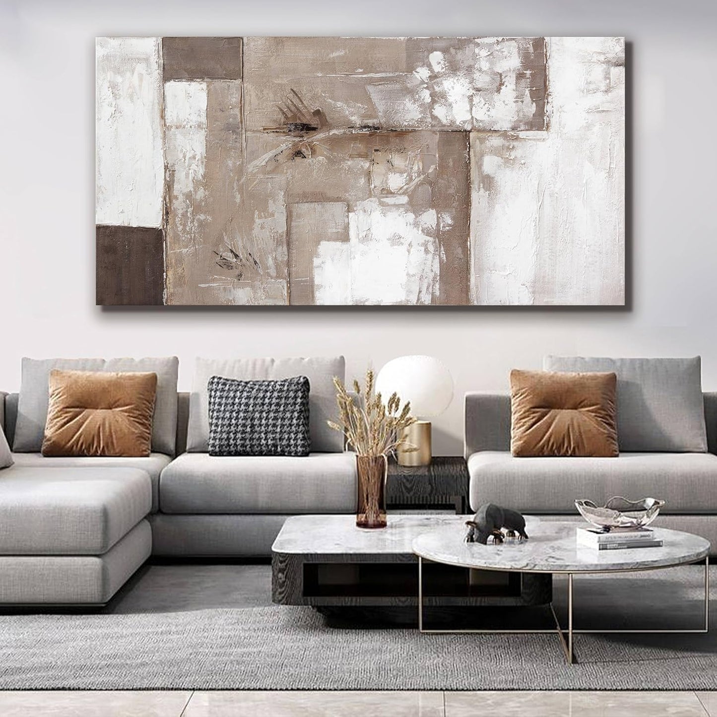 YISXINOAG Large Abstract Wall Art For Living Room Decor Grunge Room Decor Art Canvas Art Wall Decor 29" X 58" Painting Brown Grey And White Wall Art For Bedroom Home Office Dining Room Decoration
