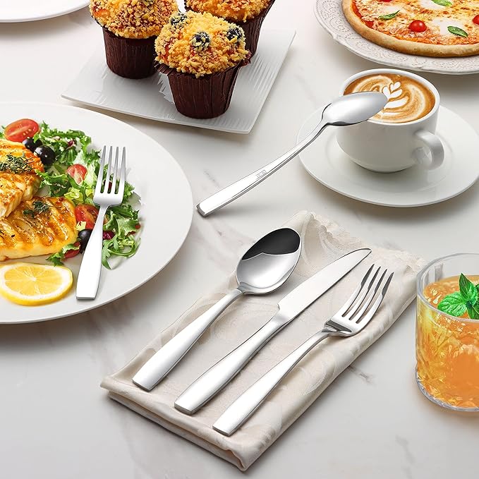 Onader 60 Piece Heavy Duty Silverware Set, Stainless Steel Flatware Cutlery Set for 12