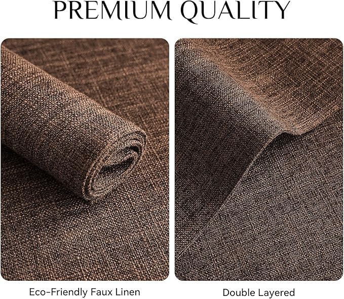 Softalker Faux Linen Placemats Set of 8-12 x 18 Inch, Heat Resistant Double Layered Durable Burlap Farmhouse Place Mats, Non-Slip Washable Rustic Table Mats for Dining, Kitchen, Party（Dark Brown