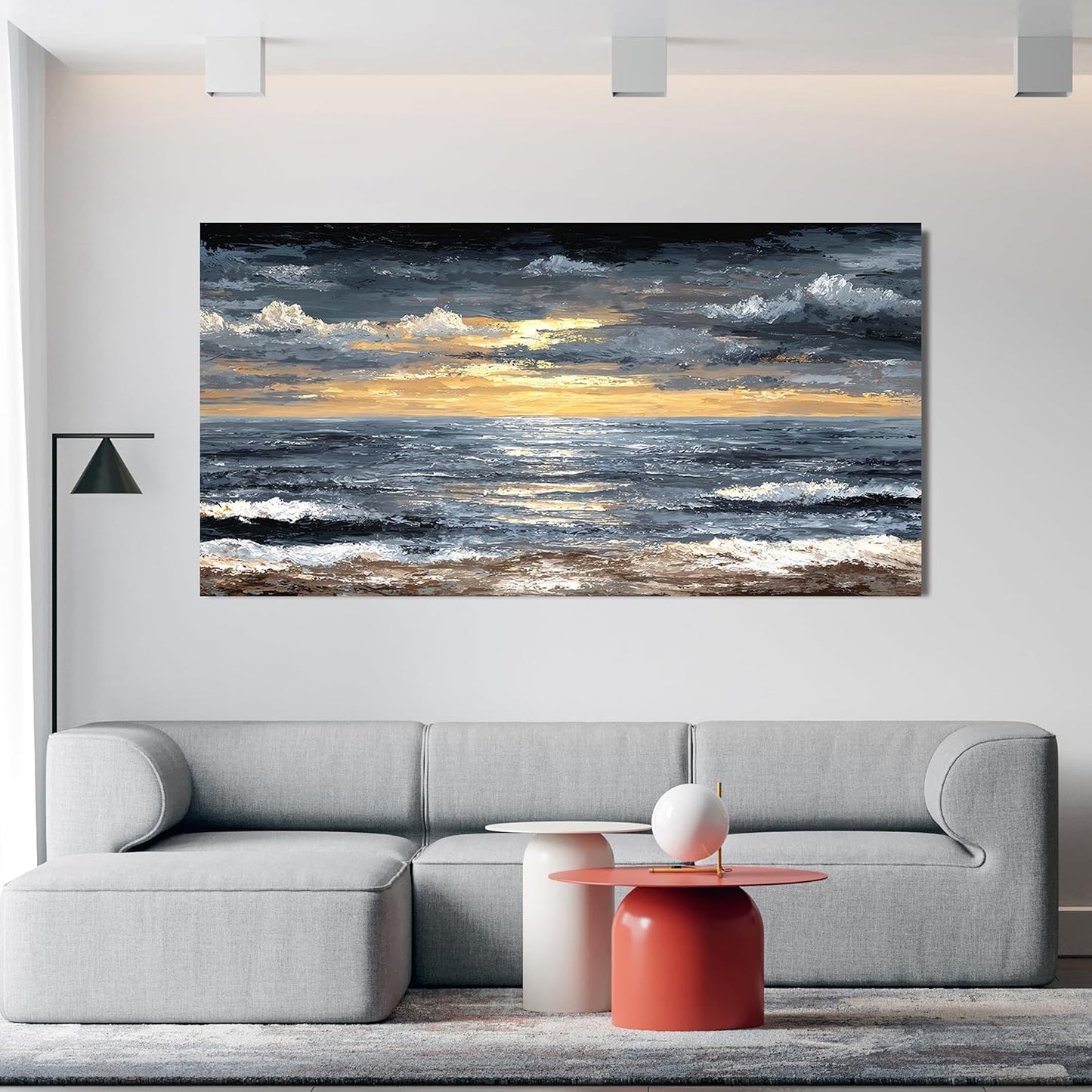 Canvas Oversized Wall Art Decor Modern Wall Art Pictures for Living Room Abstract Coastal Wall Art Prints Large Landscape Wall Art Decorations Abstract Canvas Art Wall Decor Home Office Decor 29"X58"