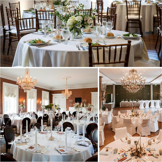 6-Pack Round 108-inch Navy Blue Table Cloths, Solid Stain and Wrinkle Resistant Circular Tablecloth, Premium Plain Weave Polyester Fabric Table Linen Covers for Hotel, Banquet