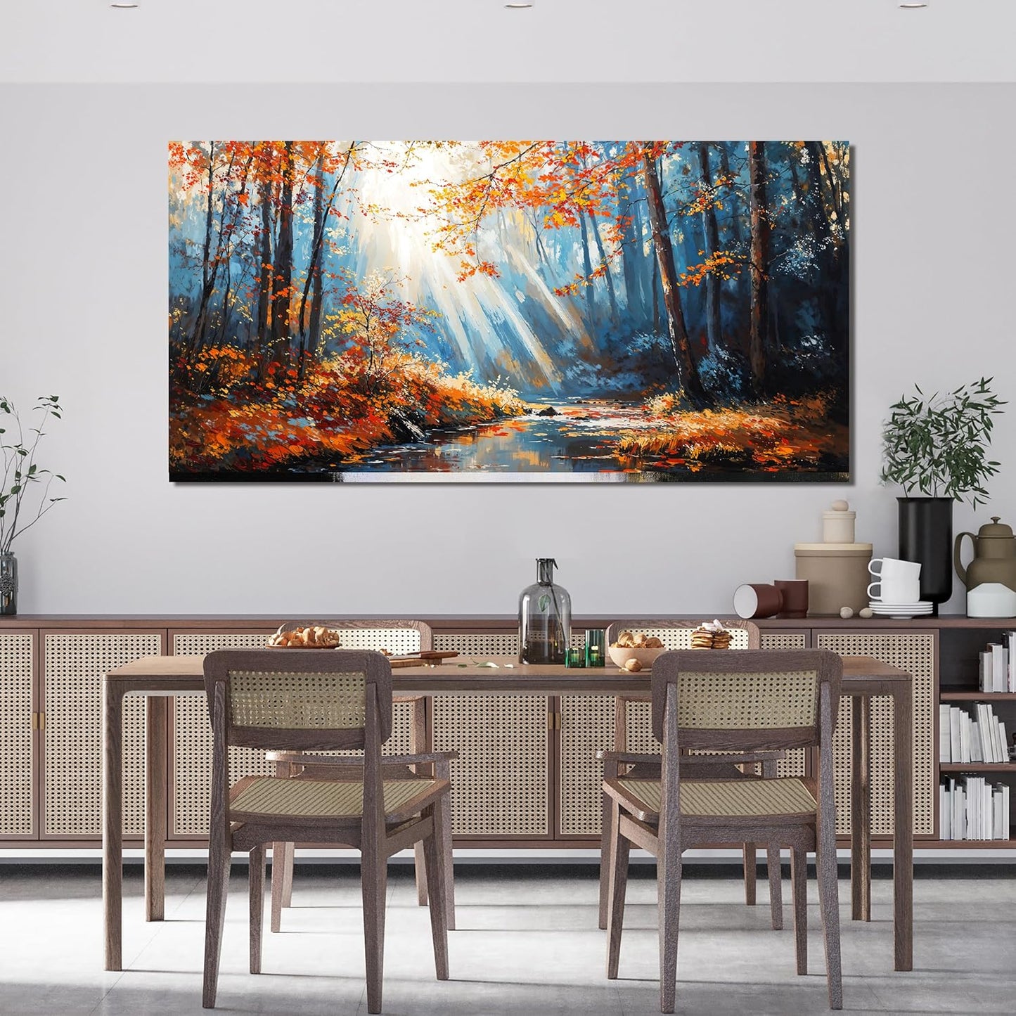 Large Canvas Wall Art Decor Art Work For Wall Decor Nature Landscape Wall Art Decorations Modern Botanical Wall Art Prints Bedroom Office Decor 24"X48" Forest Wall Art Pictures For Living Room