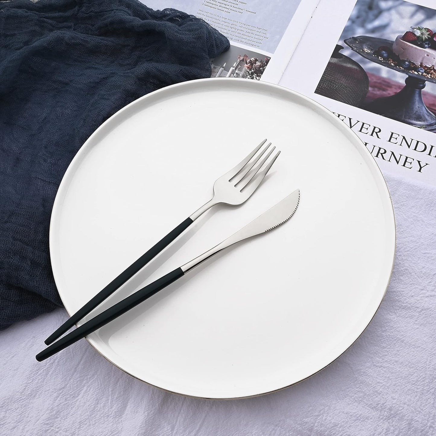 Silverware Set – 20 Piece Family Dinnerware Set – Flatware Set Service For 4 – Green Silver Tableware Sets – Cutlery Great For Family Gatherings & Daily Use – Spoons, Knives, Forks