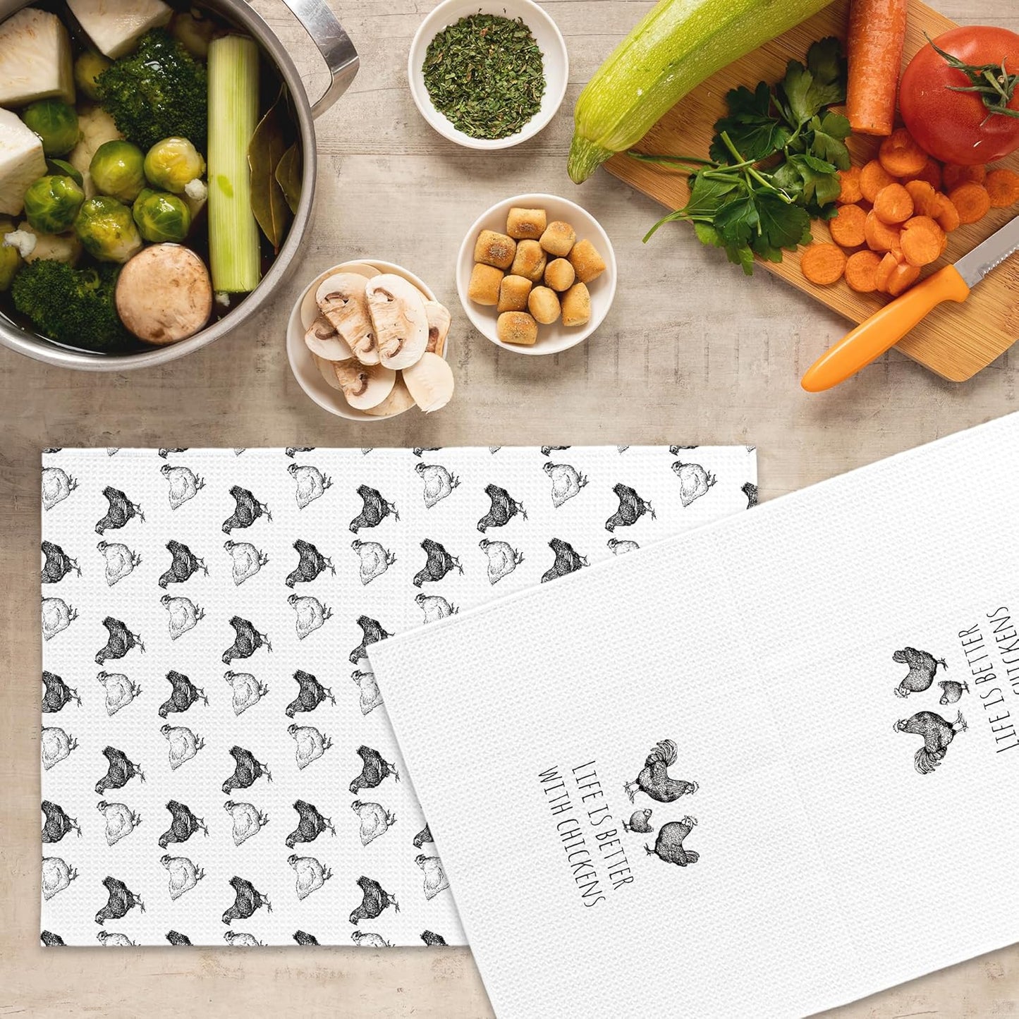 Funny Chicken Kitchen Towels Set of 2, Chicken Lover Gifts Hand Towels for Kitchen Bathroom, Chicken Mom Gifts Decorative Tea Towels Dish Towels, Chicken Kitchen Bathroom Decor, 16x24 Inch