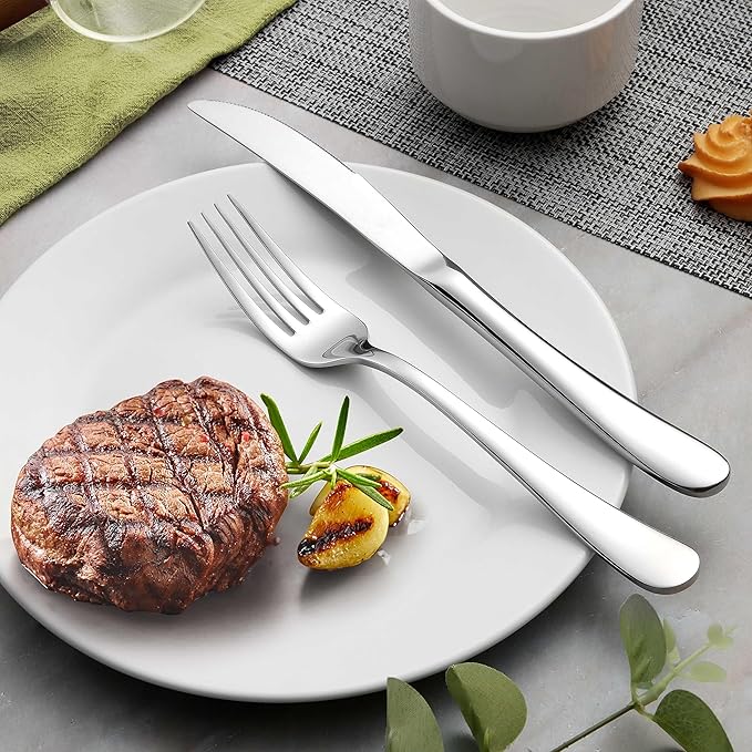 Onader 40 Piece Heavy Duty Cutlery Set, Stainless Steel Silverware Flatware Set for 8