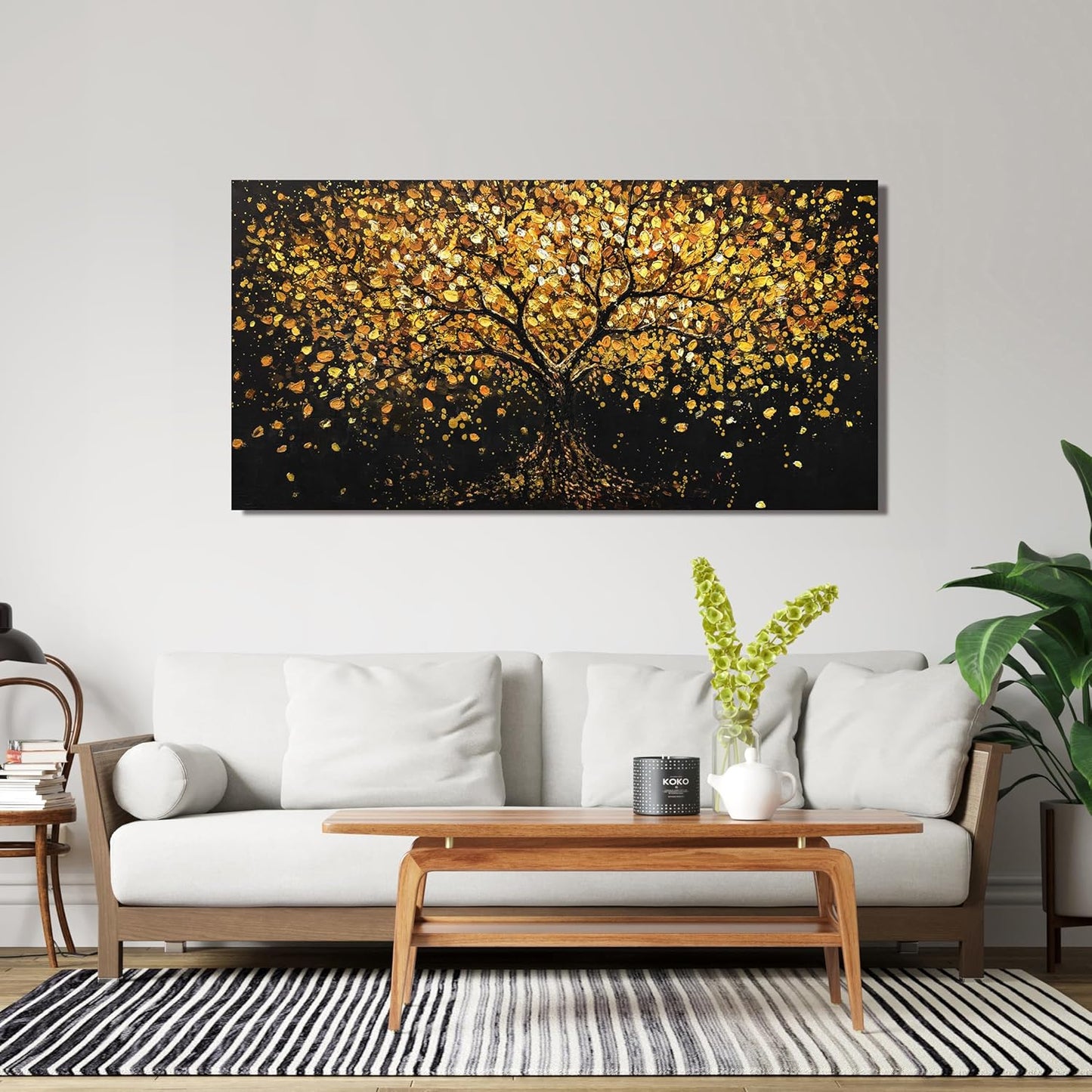 Canvas Wall Art Decor Canvas Modern Art Wall Decor Black and Gold Wall Art Decor Tree of Life Wall Art Pictures for Living Room Tree Wall Art Prints Art Work for Home Office Wall Decor 20" X 40"