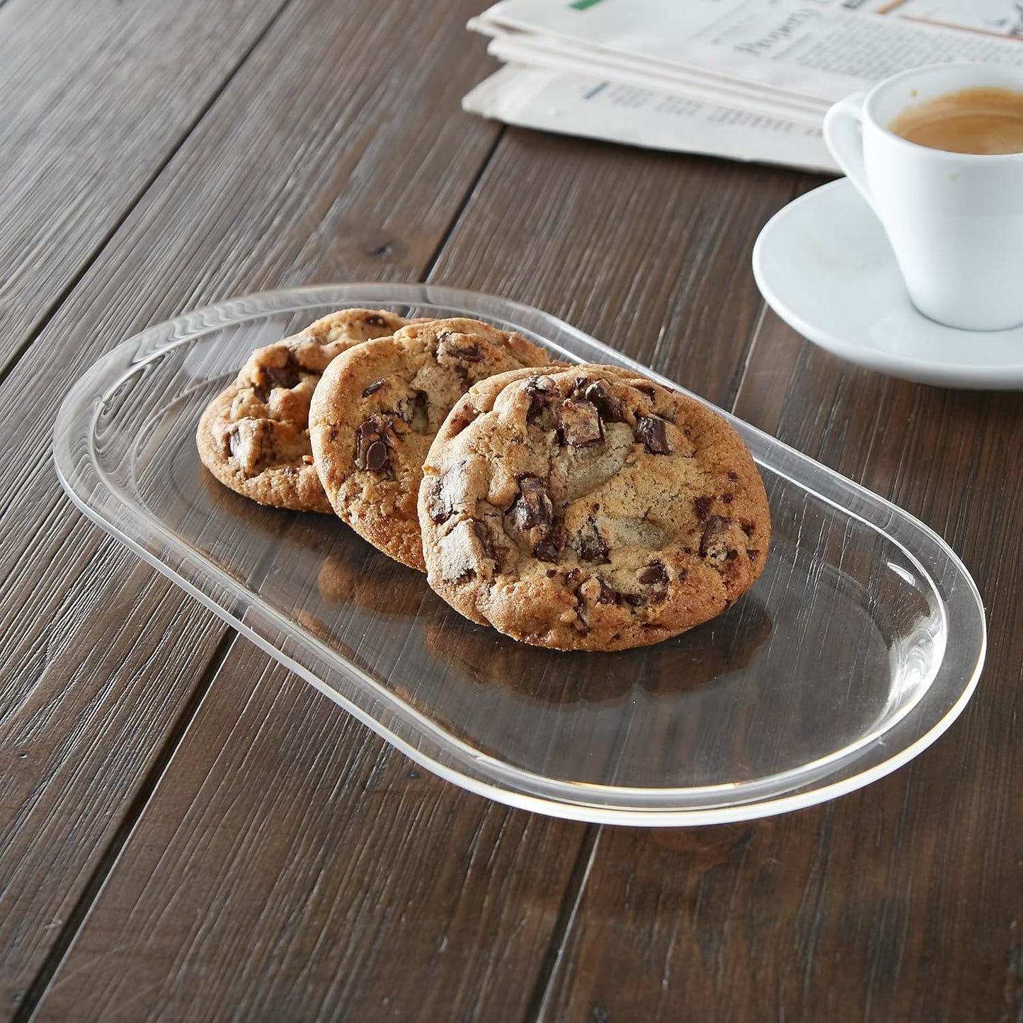 Huang Acrylic Clear Oval Serving Tray | Serveware for Appetizers, Snacks, and Charcuterie | Perfect for Parties, Holidays, Celebrations and Everyday Use | Small 10.25" x 5.5"