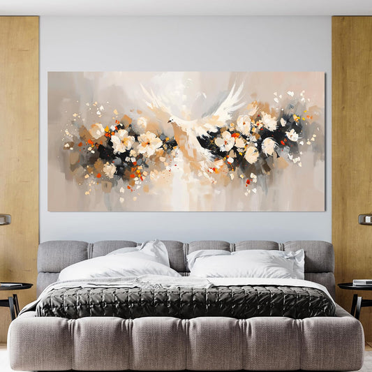 Large Canvas Wall Art Decor Wall Art Pictures for Living Room Colorful Flowers Wall Art Prints Artwork for Walls Oversized Dove of Peace Wall Art Art Work for Wall Decor Home Office Decor 29" X 58"