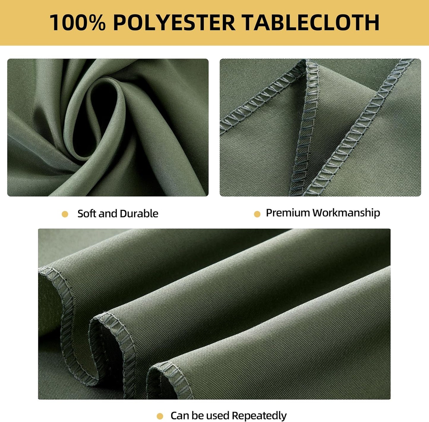 2-Pack 60x84 inch Sage Green Table Cloths, Solid Stain and Wrinkle Resistant Oblong Tablecloth, Premium Plain Weave Polyester Fabric Rectangle Table Linen Covers for Hotel, Banquet