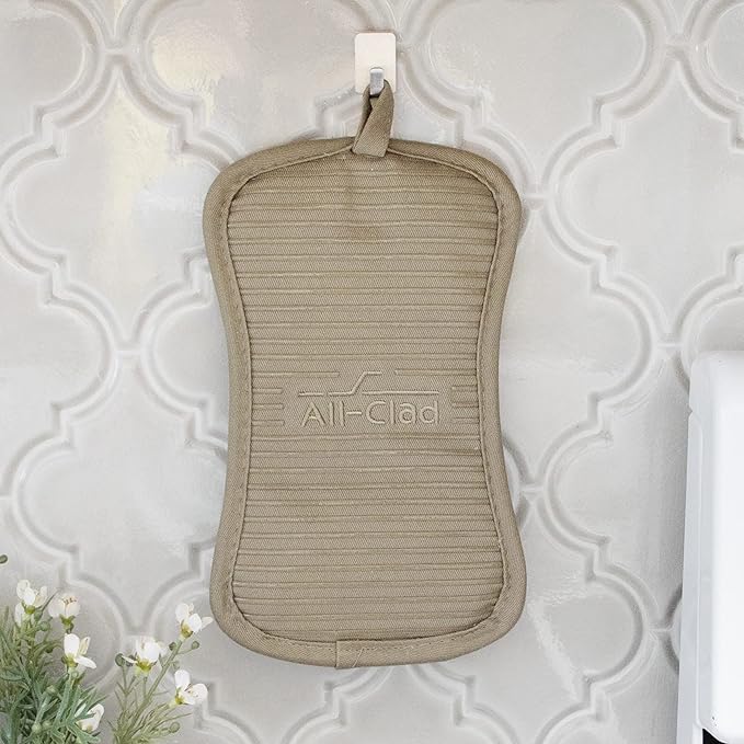 All-Clad Premium Pot Holder & Hot Pad: Heat Resistant to 500 Degrees - 100% Cotton, 10"x6.25" Hot Pad for Kitchen and Barbeque, (1-Pack), Titanium