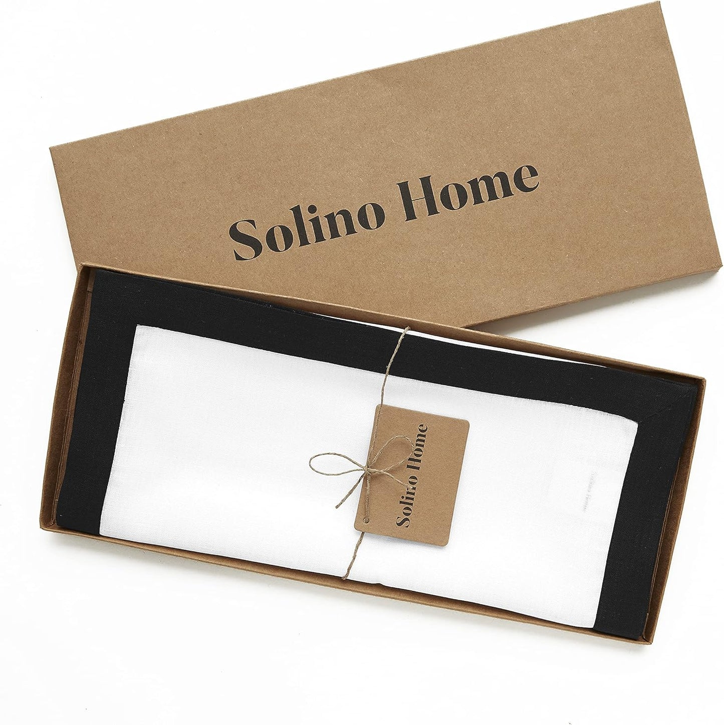 Solino Home Linen Table Runner 108 Inches Long - Black and White 100% Pure Linen 14 x 108 Inch Table Runner for Dining, Fall, Autumn, Halloween, Thanksgiving, Holiday - Classic