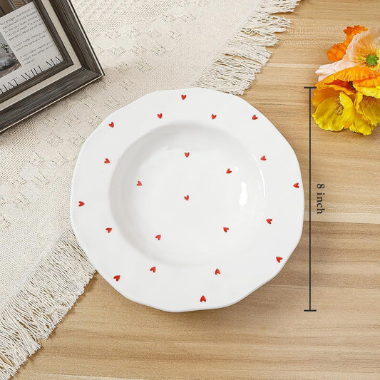 Koythin Ceramic Straw Hat Ramen Bowl Set, Pasta Bowls, Salad Serving Bowl for Noodle, Dinner, Salad, Microwave Dishwasher Safe (Little Love)