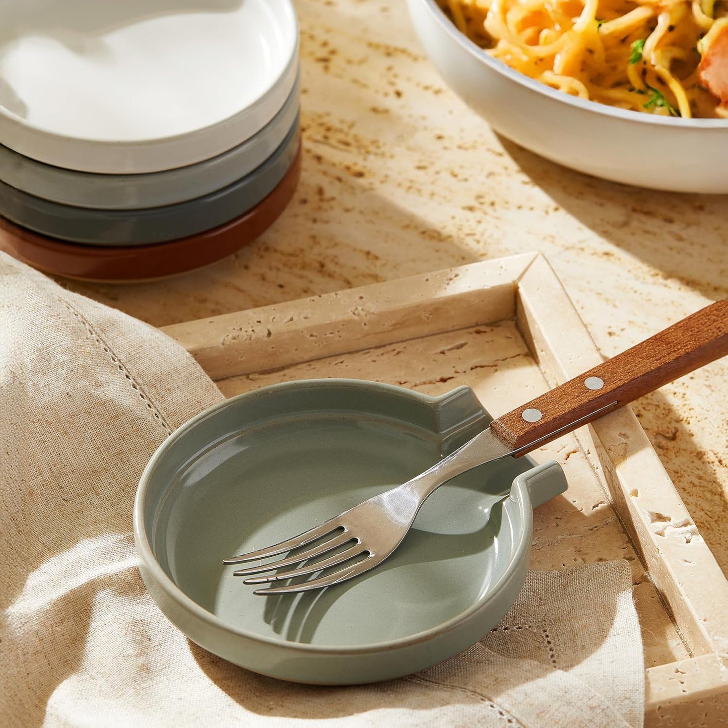 Oscar Ceramic Spoon Rest Minimalist Drip-Free – Heat-Resistant Utensil Holder for Stove, Countertop, or Coffee Bar – Glazed Stoneware Kitchen Spoon Tray – Dishwasher Safe – 5 Colors