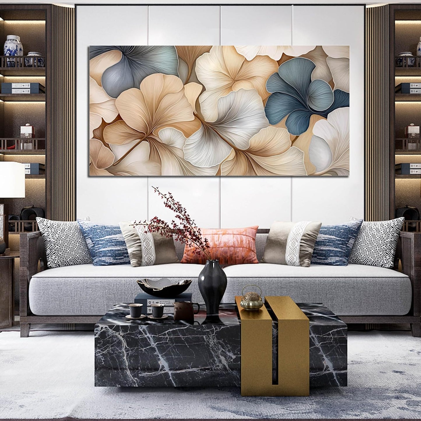 AOZEMI Flowers Wall Art Canvas Botanical Plant Pictures Bedroom Leaf Wall Decor Artwork for Living Room Bathroom Office Home Kitchen 29x59