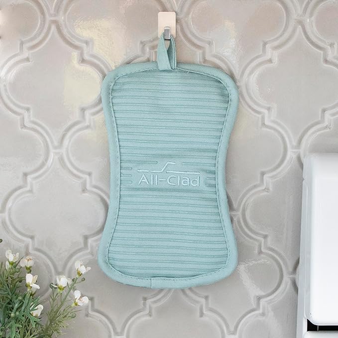 All-Clad Premium Pot Holder & Hot Pad: Heat Resistant to 500 Degrees - 100% Cotton, 10"x6.25" Hot Pad for Kitchen and Barbeque, 4-Pack, Rainfall
