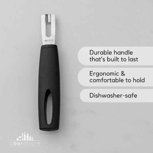 A Bar Above Black Handle Gold Blade Channel Knife, Premium Stainless Steel Garnish Tool for Cocktails, Citrus Peeler, Lemon Zester, Chef Tool for Garnishing and Drink Presentation