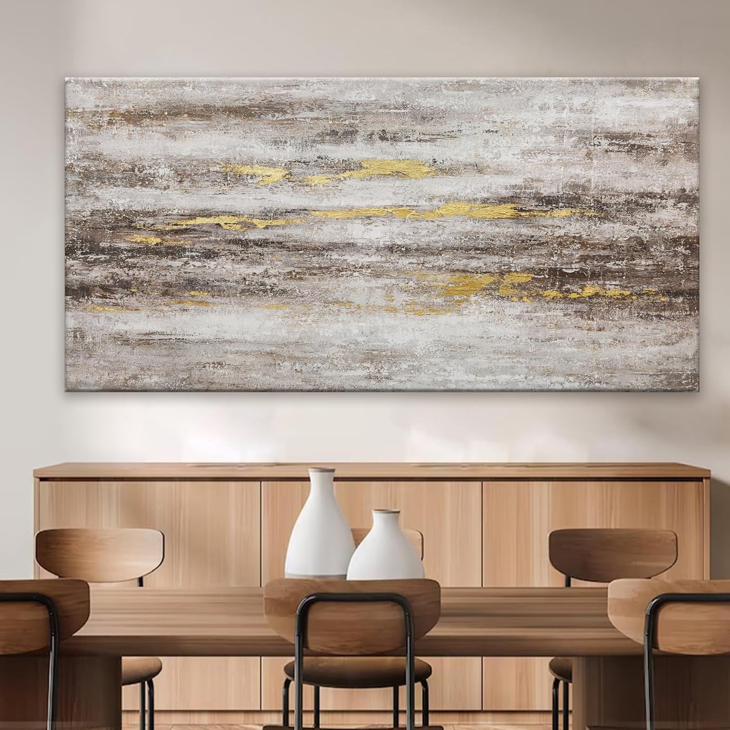 YISXINOAG Large Abstract Wall Art For Living Room Brown And White Wall Art Eclectic Decor Artwork Canvas Art Wall Decor For Dinning Room Bedroom Hotel Office Kitchen Ready To Hang 29x58 In