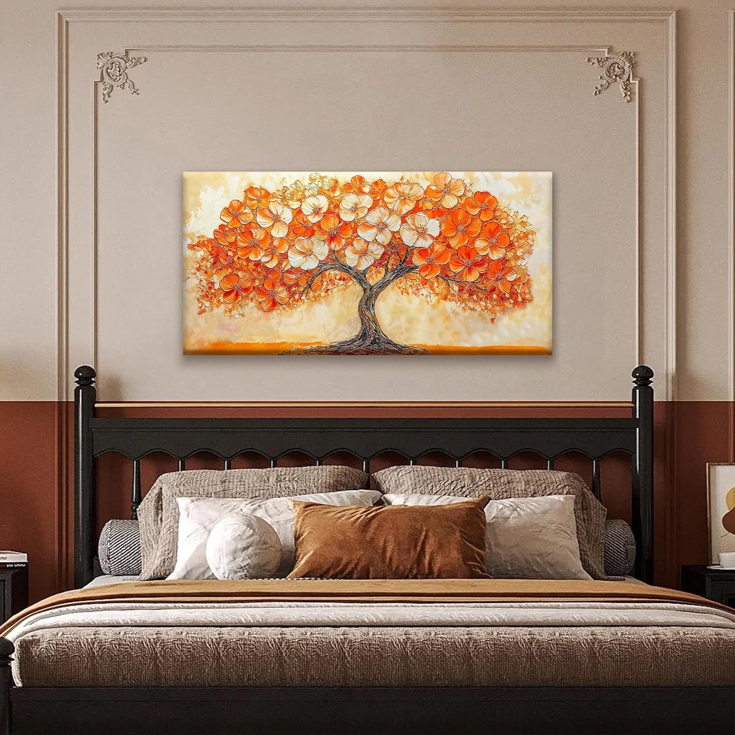 Suconvng Abstract Wall Art Prints Picture Tree Canvas Art Wall Decor Painting Orange Tree Wall Art Bedroom Bathroom Office Home Decor 20" X 40" Ready To Hang