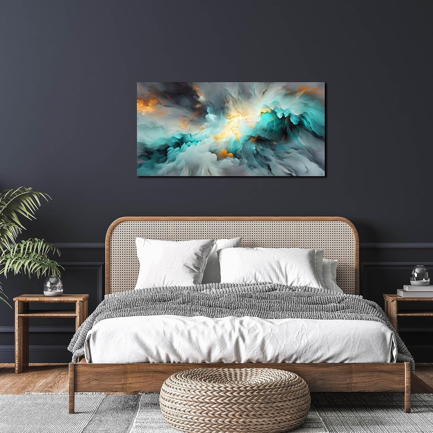 LAOTOART Abstract Posters Home Wall Decor for Living Room - Modern Teal Wall Art for Bedroom Office Decor Size 20" x 40"