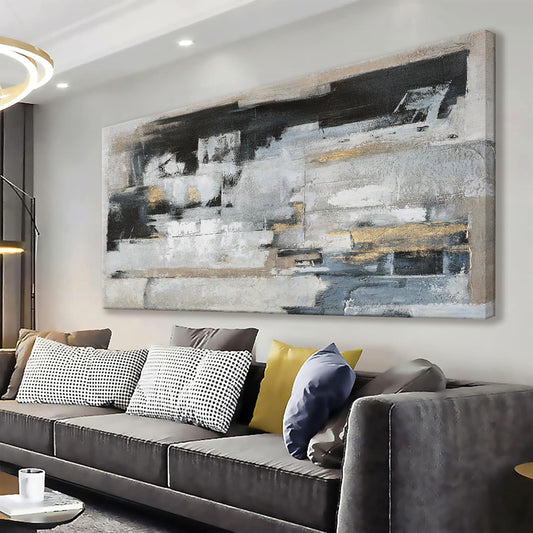 Suconvng Abstract Wall Art For Living Room Blue Grey Abstract Canvas Art Wall Decor Paintings Modern Background Artwork Abstract Wall Decor For Bedroom Office Can Be Hung 24×48 Inch