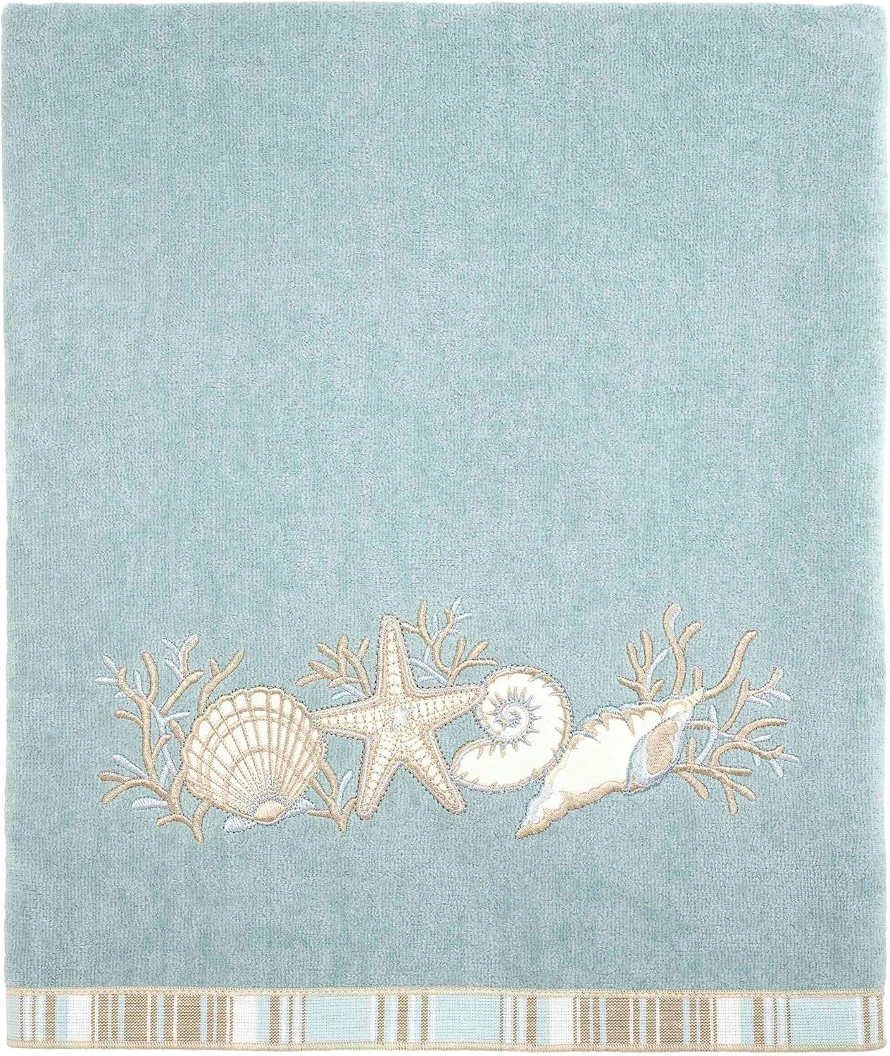 Avanti Linens - Bath Towel, Soft & Absorbent, Coastal Bathroom Essentials (Sand Shells Collection, Mineral)