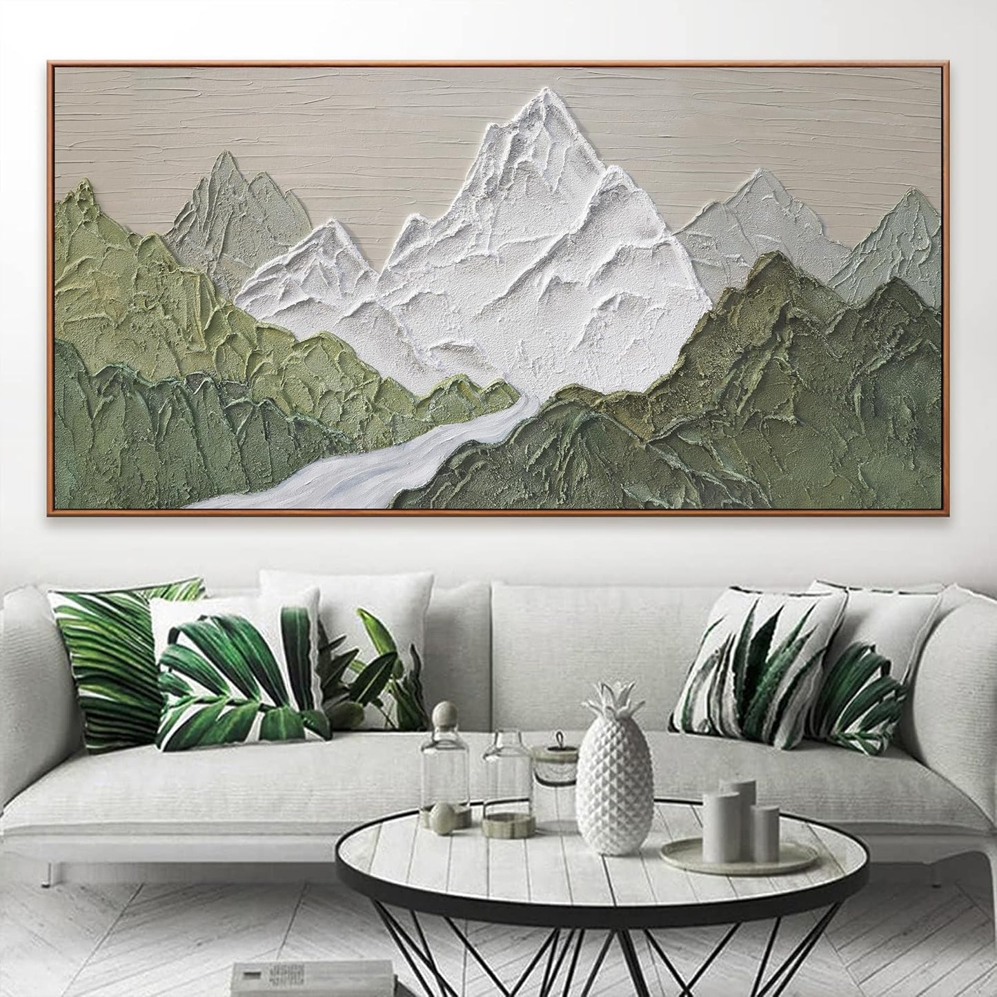 Large Abstract Wall Art For Living Room Canvas Art Wall Decor Bedroom Office Decor Abstract Mountain Forest Landscapes Green Wall Art Painting Abstract Art Prints 29×58 In With Framed