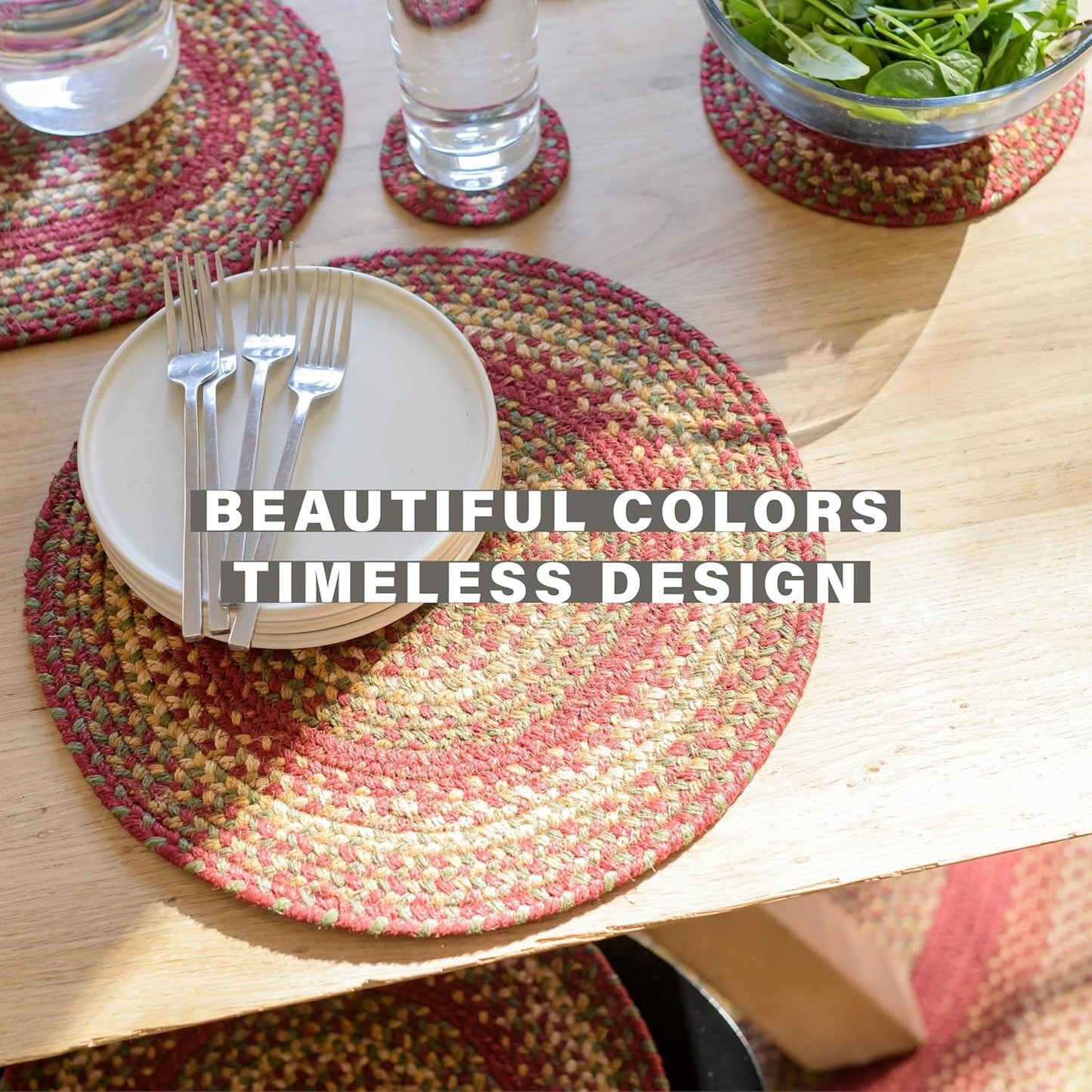 Homespice Cider Barn Long Table Runner - 11"x36", Rectangle, Red - Handcrafted with Jute - Rich Colors, Easy to Clean, Durable and Protects Furniture