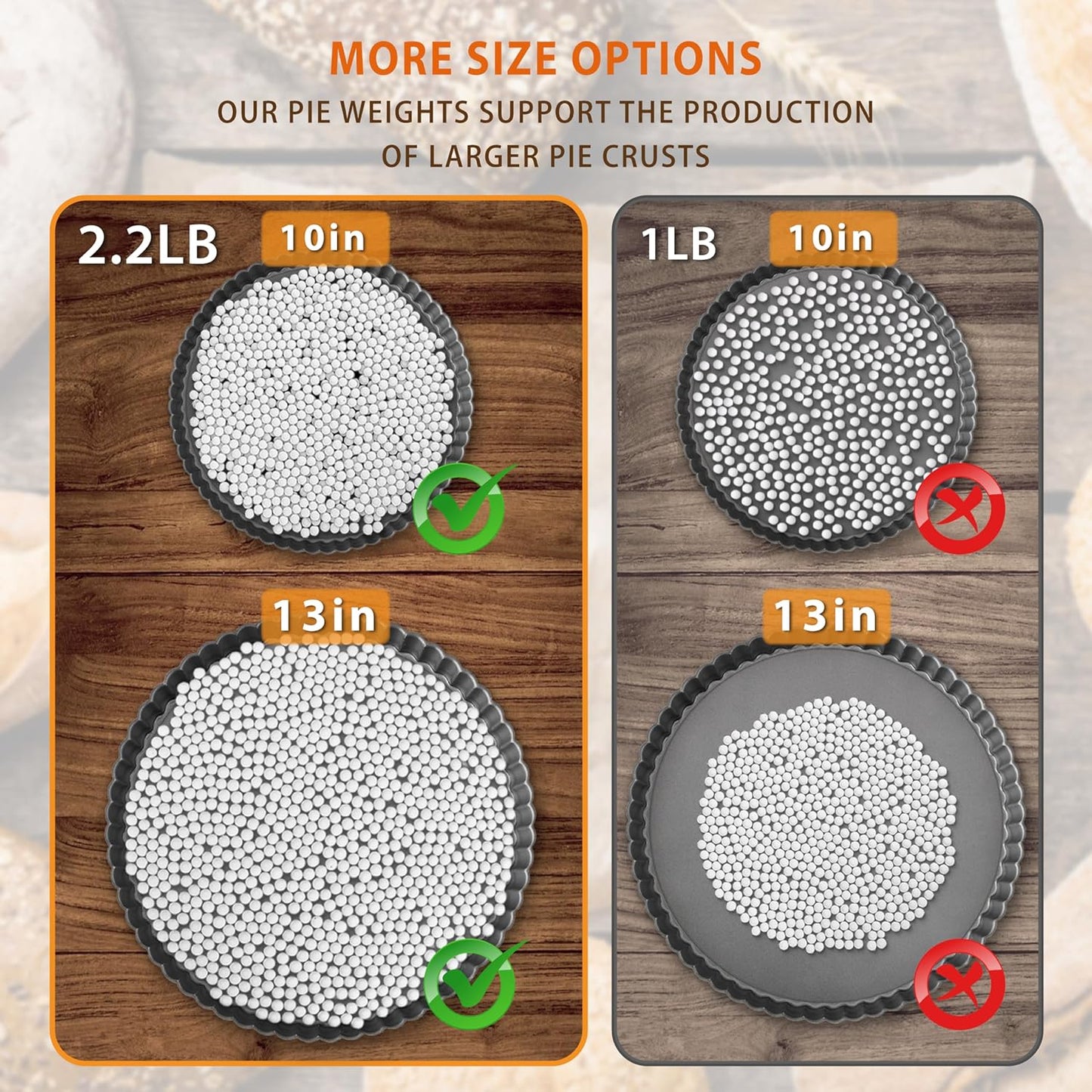 MOBYKE 2.2 LB Ceramic Pie Weights for Blind Baking With Storage Box - Natural Stoneware Beads for Baking Crust