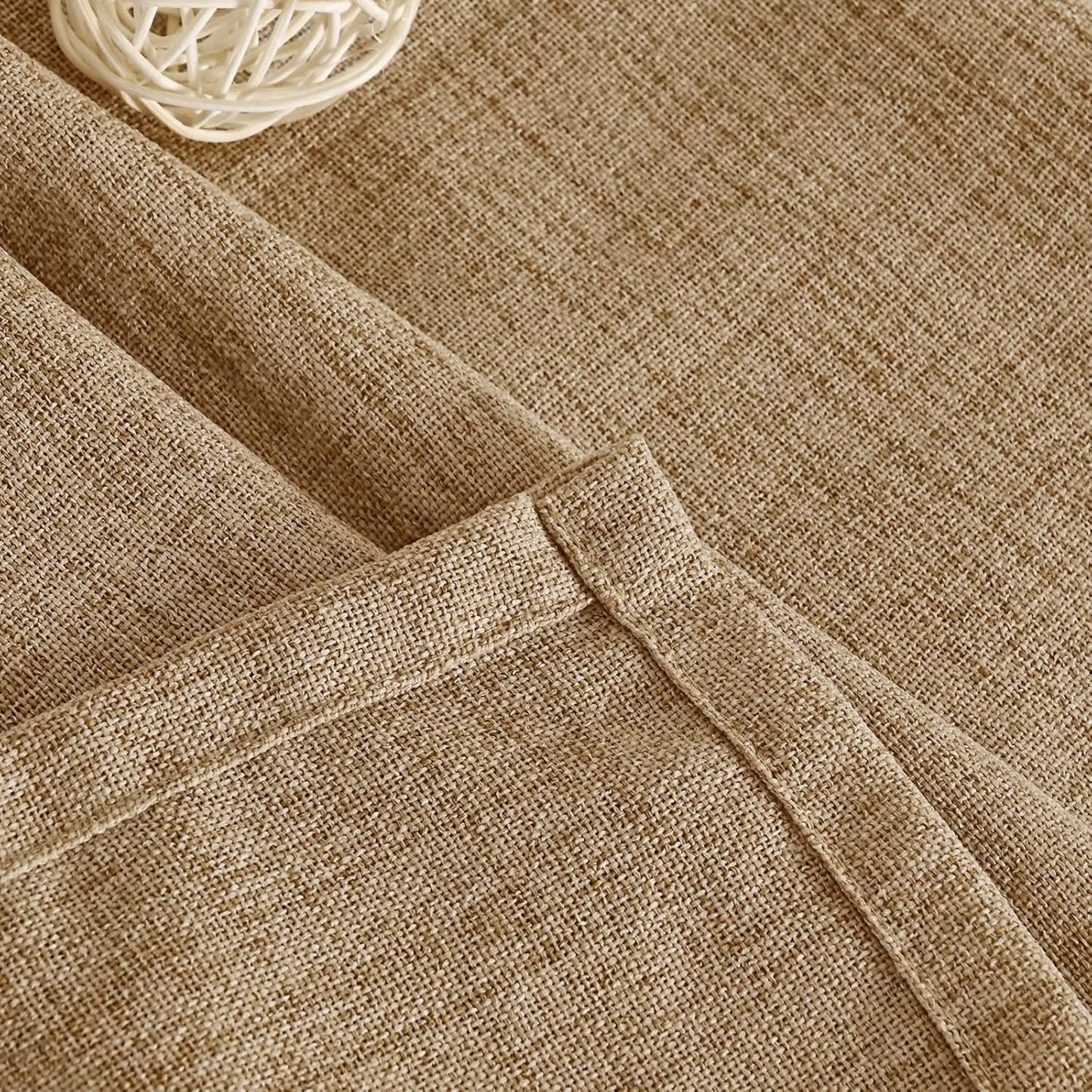 YoungsTex Linen Curtains 95 Inches Long Bronze Grommet Burlap Textured Curtain Light Filtering Window Drapes for Living Room Dining Room Farmhouse, Toffee, 2 Panels, 52 X 95 Inch