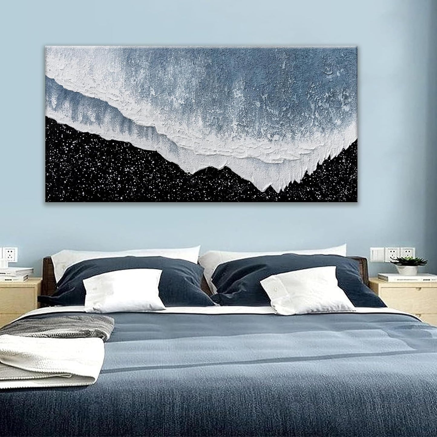 Canvas Wall Art Decor Large Modern Canvas Wall Art For Living Room Blue Beach Wall Art Prints Abstract Art Black and White Wall Art Decor Large Art Work For Bedroom Office Kitchen Wall Decor 29 "x58 "