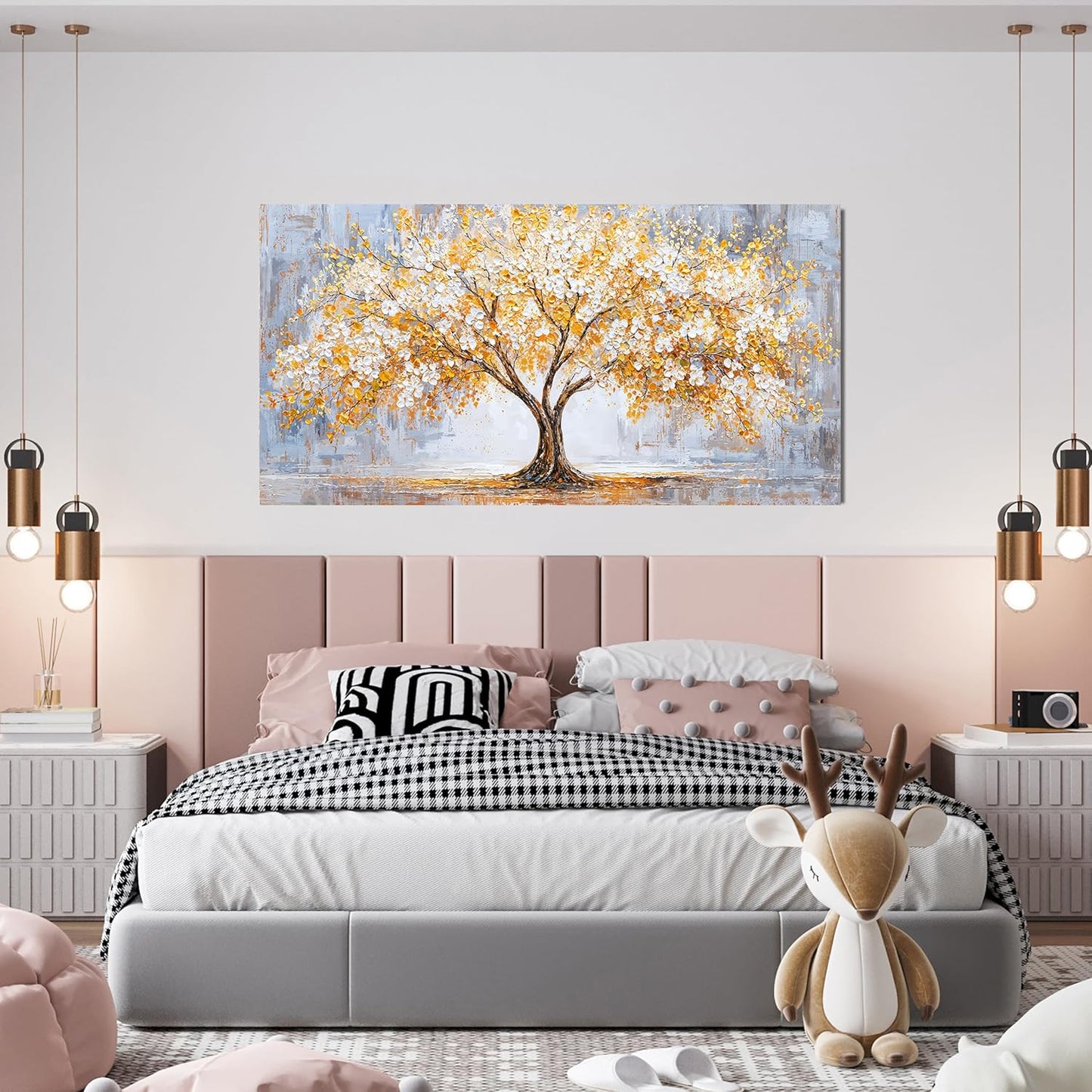 TAIJXAGSG Canvas Wall Art Decor Modern Botanical Wall Art Prints Art Work For Wall Decor Golden Tree of Life Wall Art Decorations Tree Wall Art Pictures For Living Room 20"X 40"Bedroom Office Decor