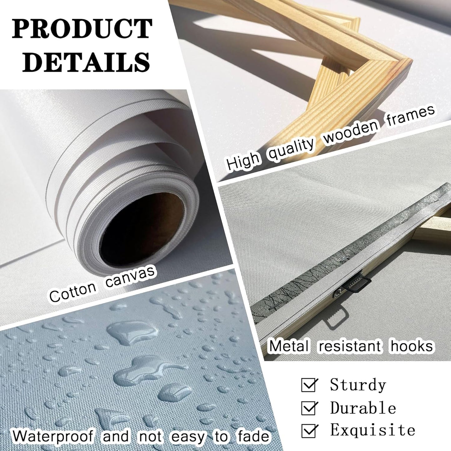 KLAKLA Large Abstracr Wall Art - Blue and Black Canvas Picture for Living Room Wall Decor - Bedroom Art Framed Artwork - Modern Wall Art - 24x48