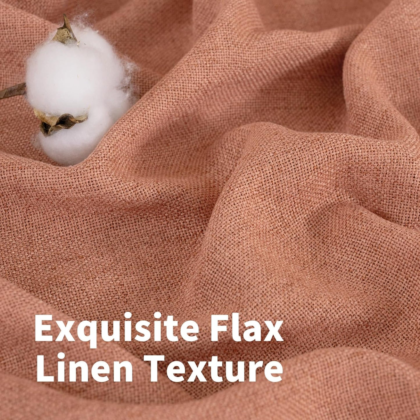 YoungsTex Linen Fall Kithchen Curtains 40 Inch Length, Short Light Filtering Drapes with Bronze Grommet Privacy for Bathroom Cafe Window, Terracotta, 42 x 40 Inch, 2 Panels