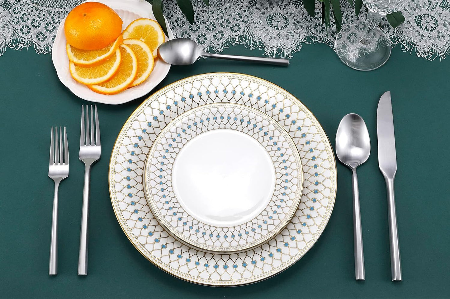 DEACORY Silverware Set 10 Pieces Hexagon Matte Finished Flatware Set Cutlery Set Stainless Steel for 2