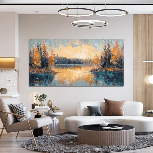 Canvas Wall Art Decor Wall Art Pictures for Living Room Canvas Art Wall Decor Modern Nature Landscape Wall Art Yellow Nightfall Wall Art Decor Artwork for Walls Bedroom Office Wall Decor 20" X 40"