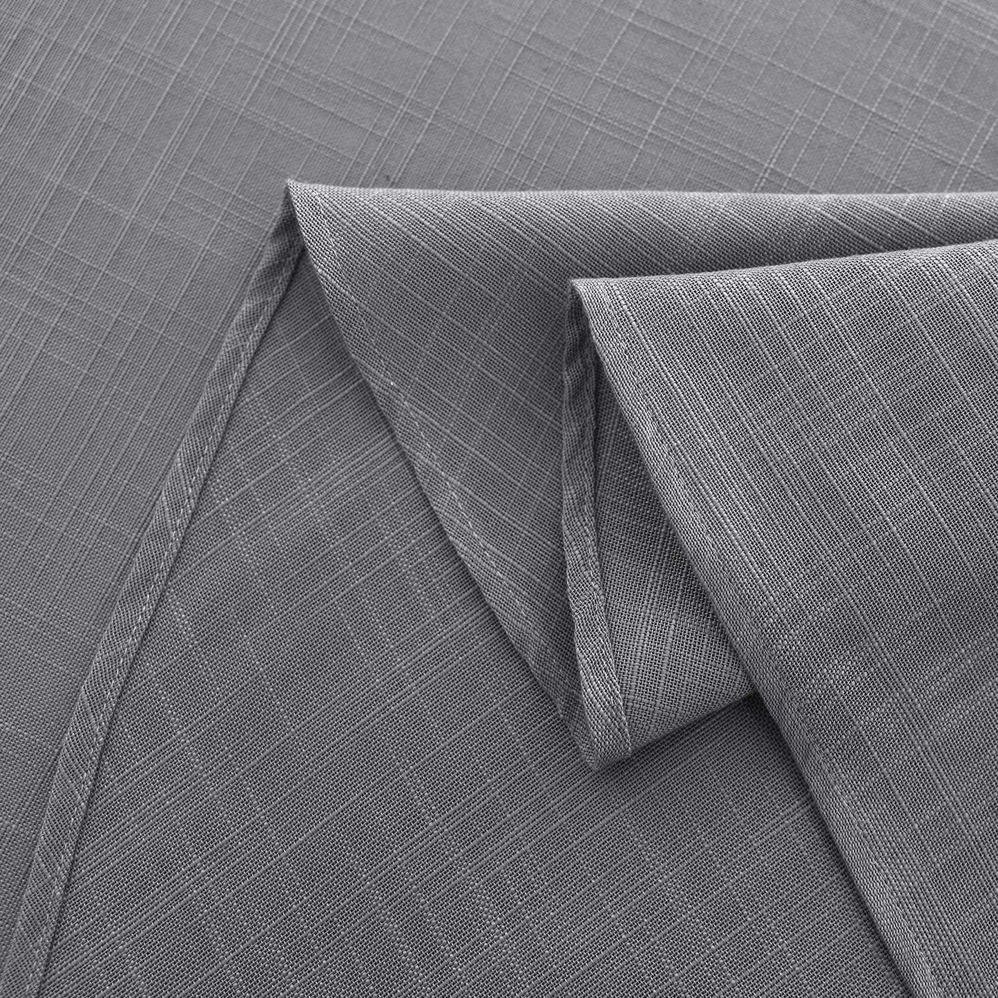 maxmill Lux Faux Linen Tablecloth with Slubby Texture Wrinkle Resistant Anti-Shrink Soft Table Cloth for Kitchen Dining Restaurant Tabletop for Event Holiday Dinner Round 70 Inch Neutral Gray