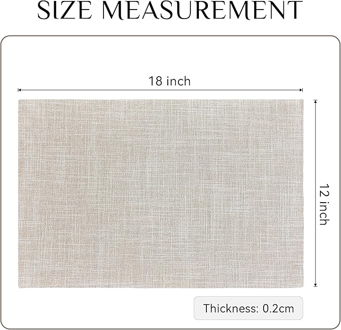 Softalker Faux Linen Placemats Set of 4-12 x 18 Inch, Heat Resistant Double Layered Durable Burlap Farmhouse Place Mats, Non-Slip Washable Rustic Table Mats for Dining, Kitchen, Party（Cream