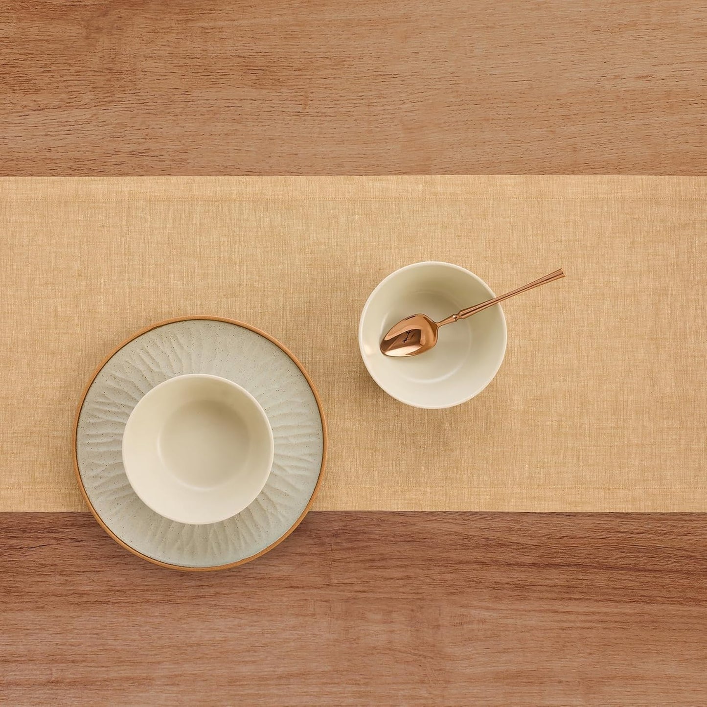 Solino Home Linen Small Table Runner 48 Inches - Athena, 100% Pure Linen Golden Nugget Table Runner 14 x 48 Inch Ideal for Dresser and Coffee Tables - Fall, Autumn, Halloween, Thanksgiving