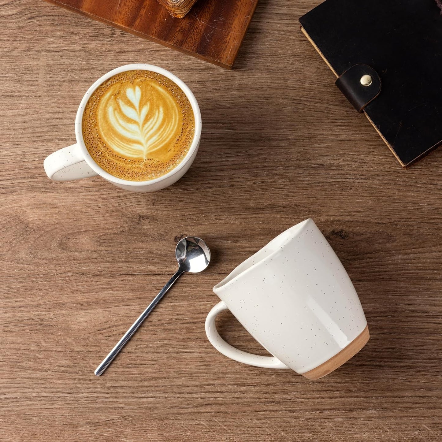 AmorArc 12oz Coffee Mugs, Ceramic Coffee Mugs set of 4 for Man, Woman, Dad, Mom, Modern Coffee Cups with handle for Latte/Cappuccino/Milk/Cocoa. Dishwasher&Microwave Safe, Light Beige