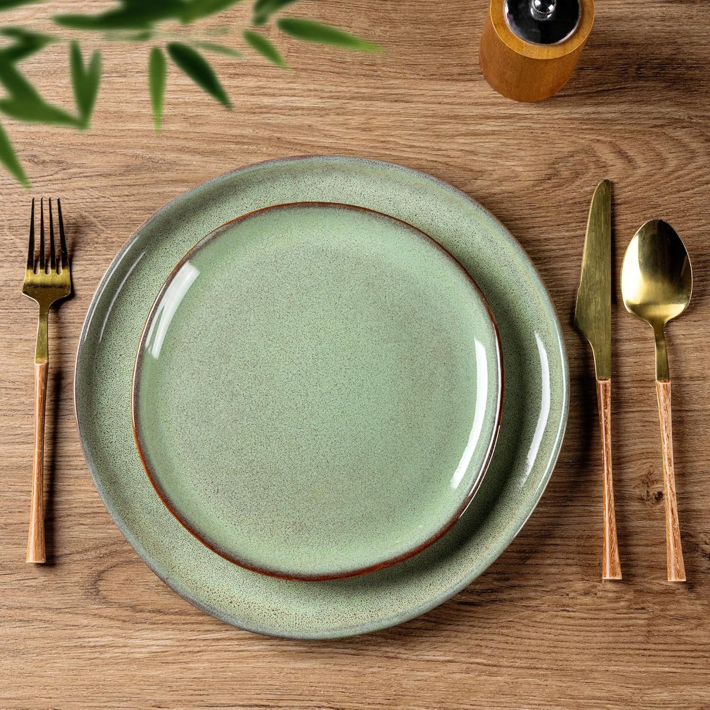 AmorArc Ceramic Dinnerware Sets,Handmade Reactive Glaze Stoneware Plates and Bowls Set,Highly Chip and Crack Resistant | Dishwasher & Microwave Safe Dishes Set,Service for 4 (12pc)