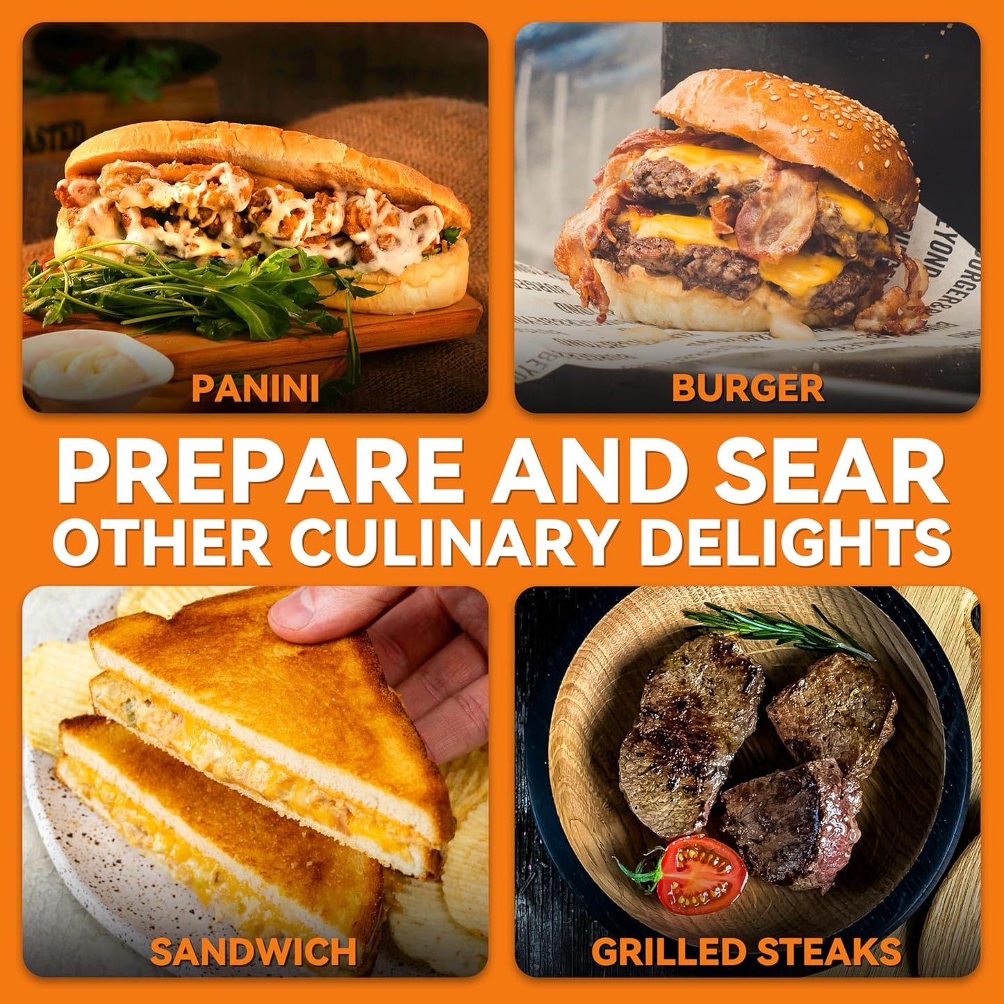 Baker's Friend Panini Press Electric Griddle, Panini Grill Press Sandwich Maker Press, Grilled Cheese Maker, Sandwichera Electrical, Browning Control, Non Stick Surfaces, 4-Slices, Stainless Steel