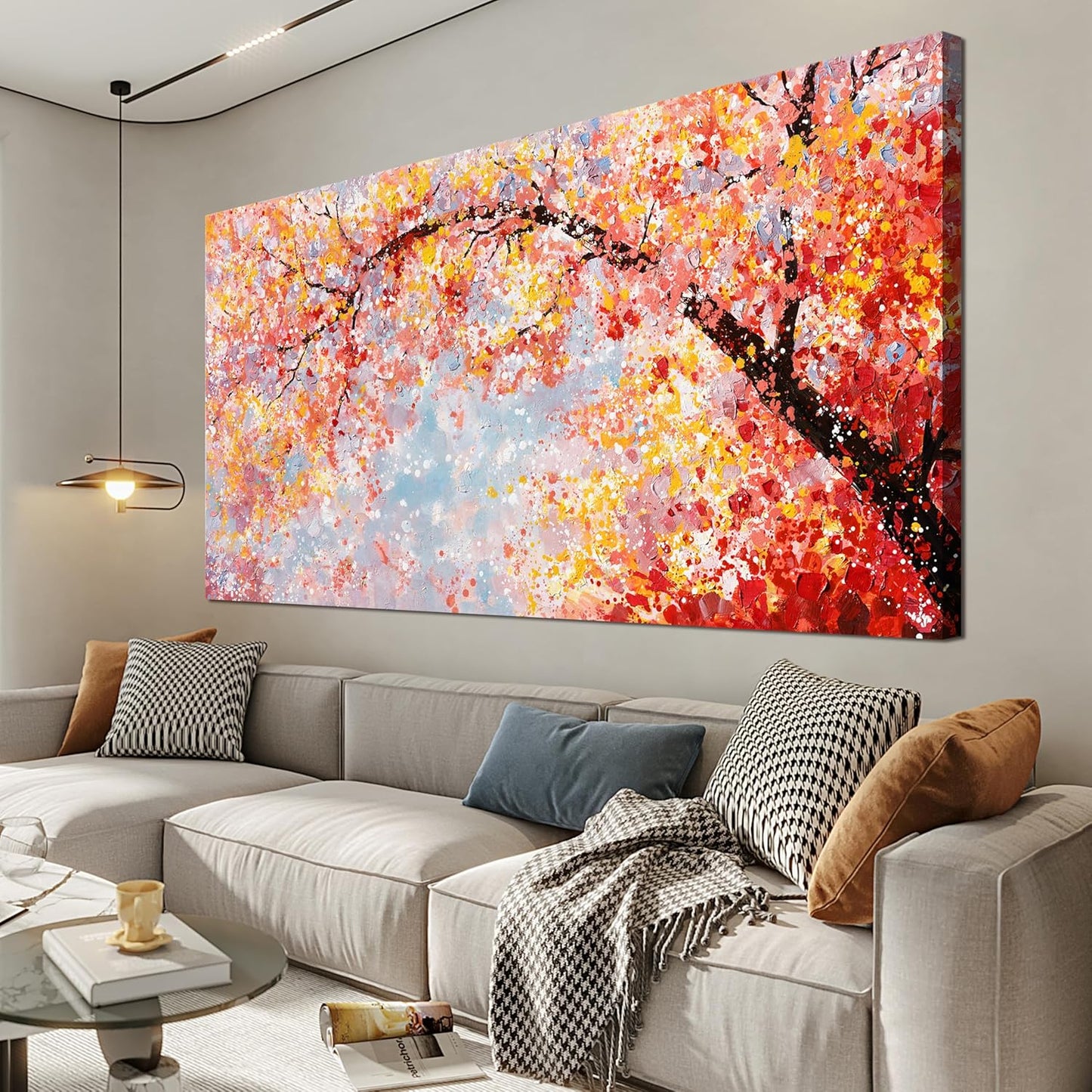 Canvas Wall Art Decor Canvas Modern Art Wall Decor Colorful Wall Art Decor Tree of Life Wall Art for Living Room Tree Flower Wall Art Prints Art Work for Room Home Office Wall Decor 20" X 40"